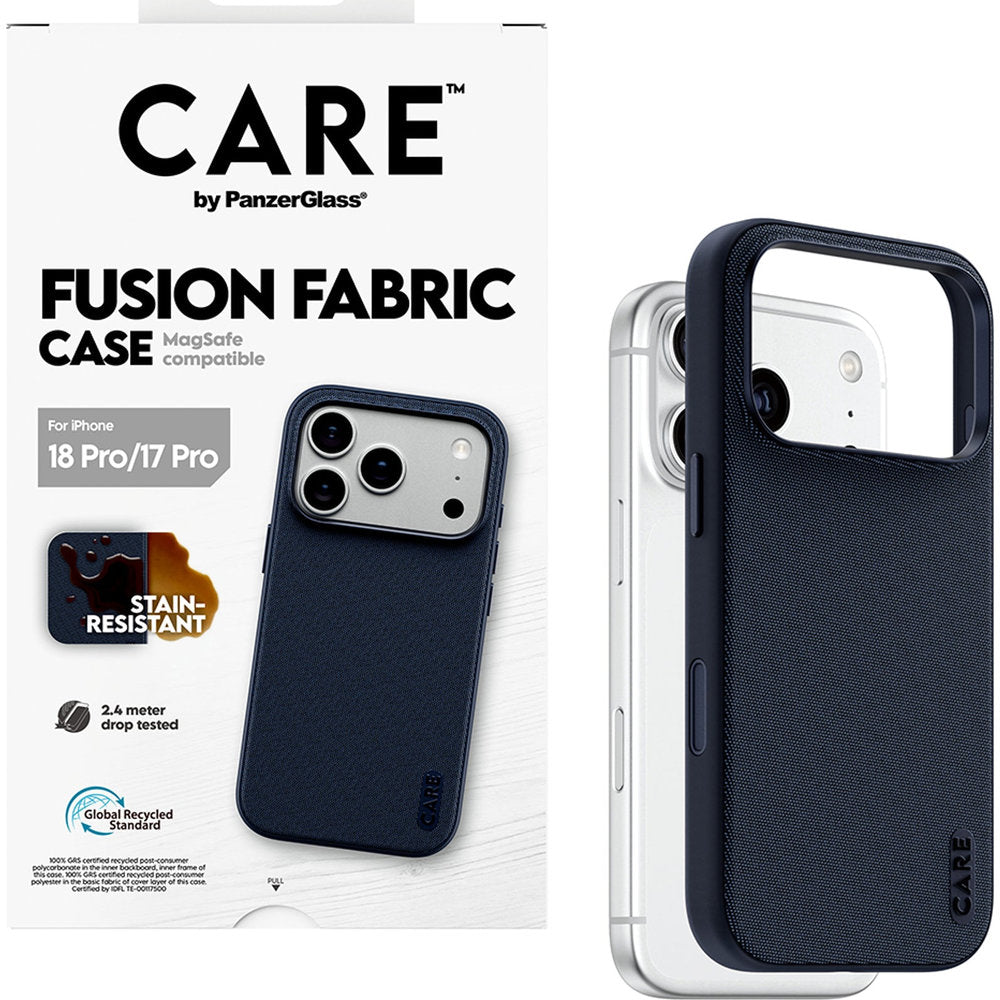 Handyhülle für iPhone 18 Pro / 17 Pro, PanzerGlass Fusion Fabric Case, Blau (5/6)