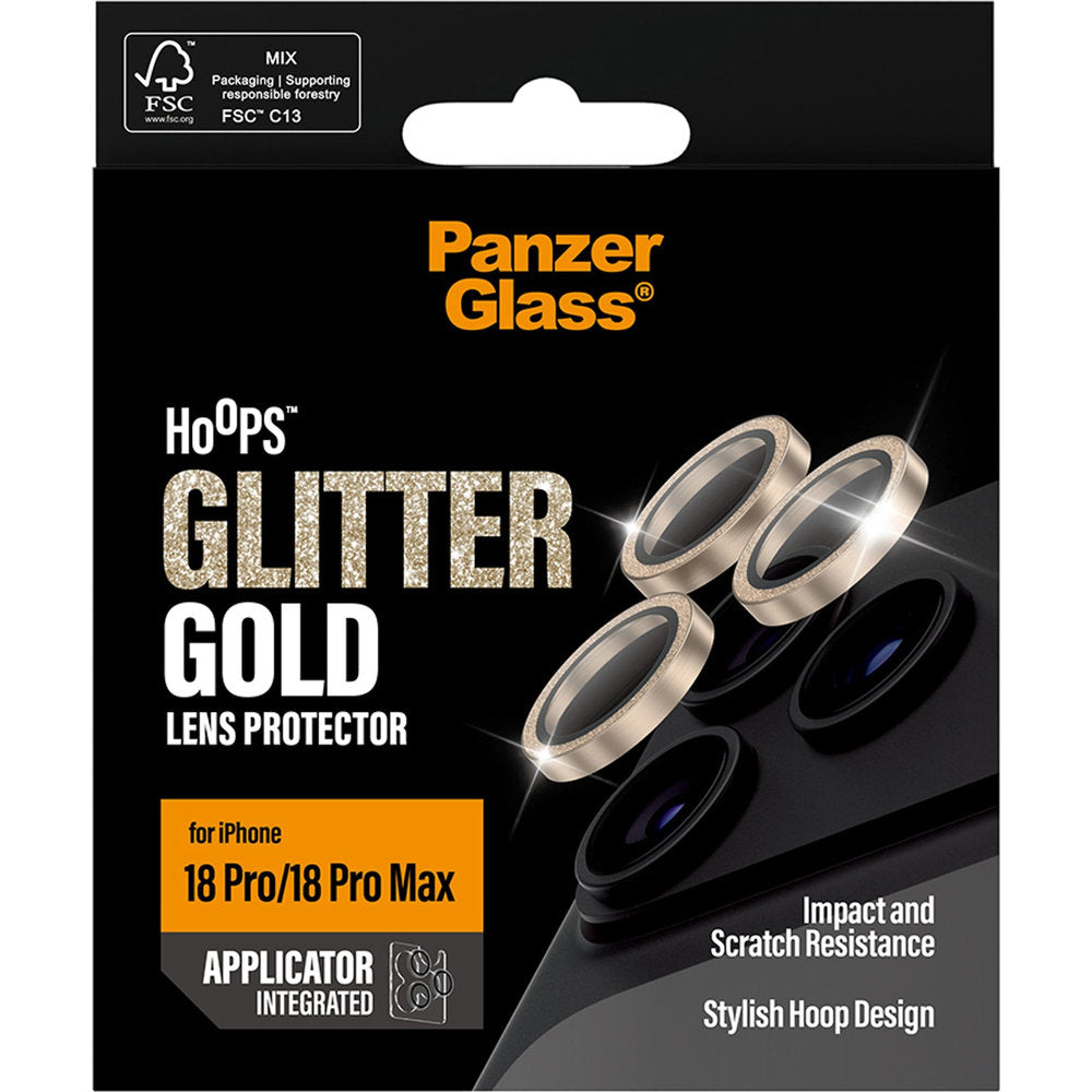 Gehärtetes Glas mit Applikator für iPhone 18 Pro Max / 18 Pro, PanzerGlass Hoops Camera, Gold (3/6)