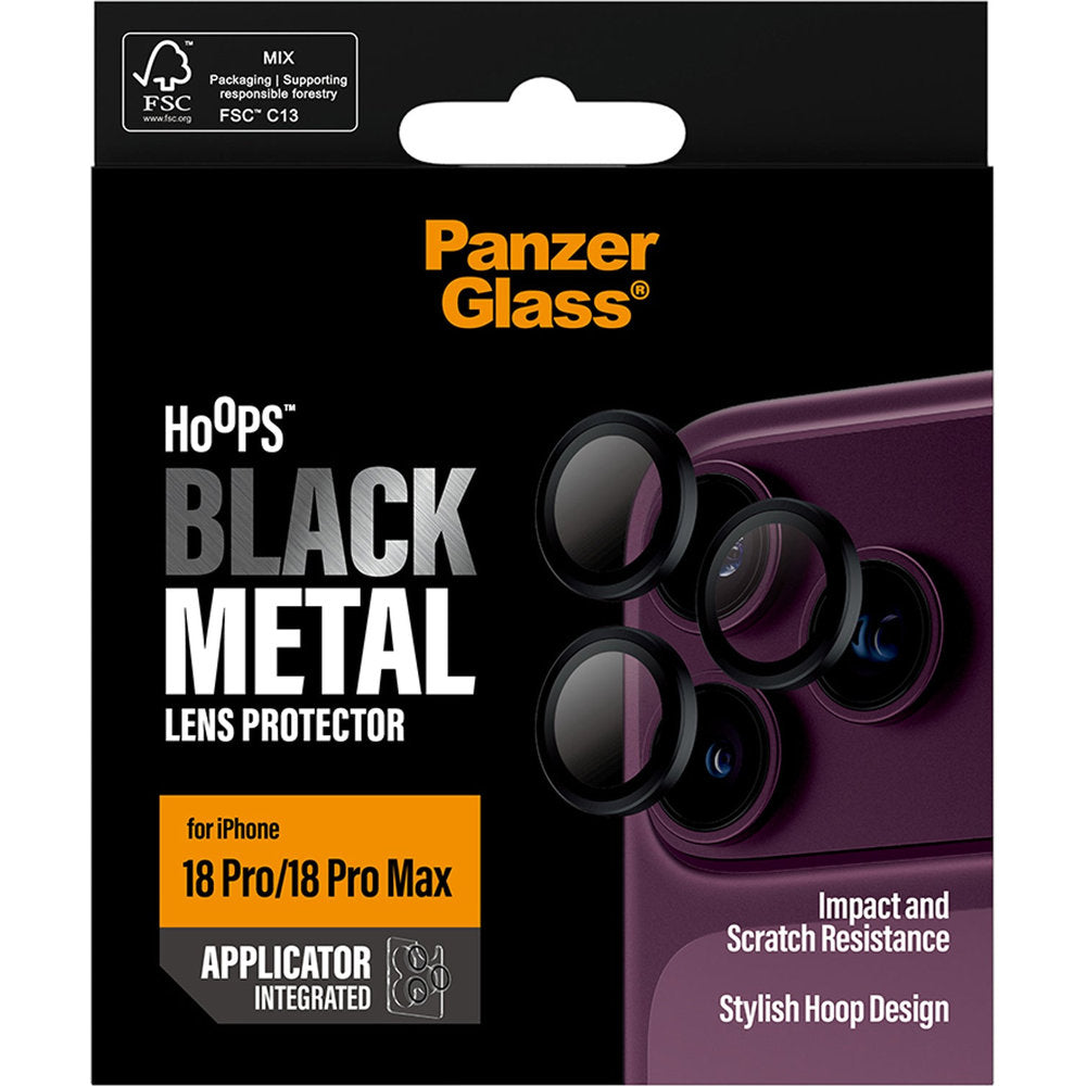 Gehärtetes Glas mit Applikator für iPhone 18 Pro Max / 18 Pro, PanzerGlass Hoops Camera, Schwarz (3/6)