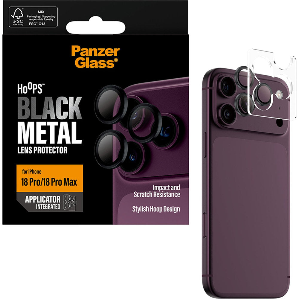 Gehärtetes Glas mit Applikator für iPhone 18 Pro Max / 18 Pro, PanzerGlass Hoops Camera, Schwarz (5/6)