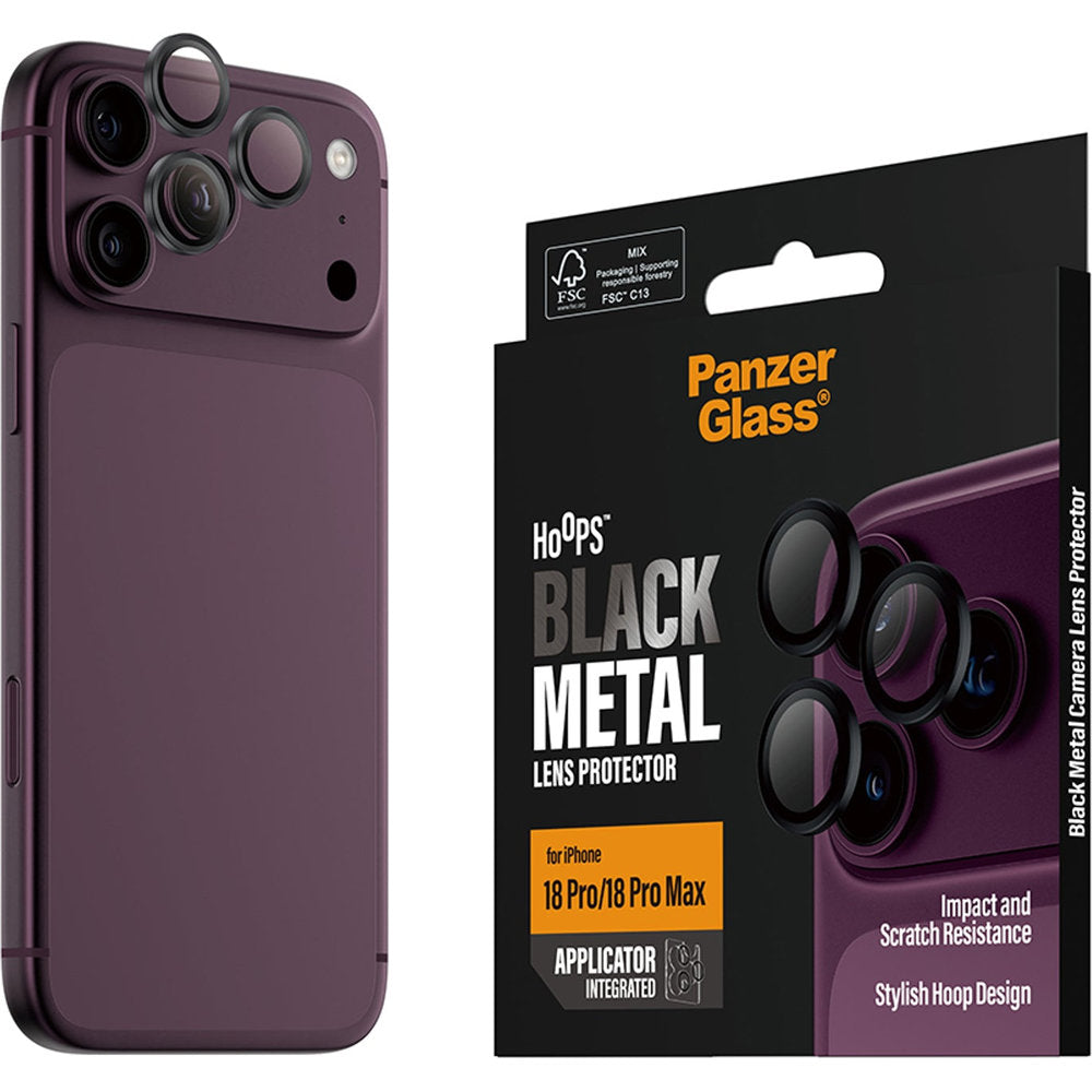 Gehärtetes Glas mit Applikator für iPhone 18 Pro Max / 18 Pro, PanzerGlass Hoops Camera, Schwarz (6/6)