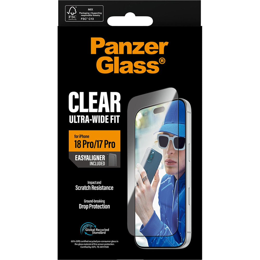 Gehärtetes Glas für iPhone 18 Pro / 17 Pro, PanzerGlass Ultra-Wide Fit, mit schwarzem Rahmen (3/6)
