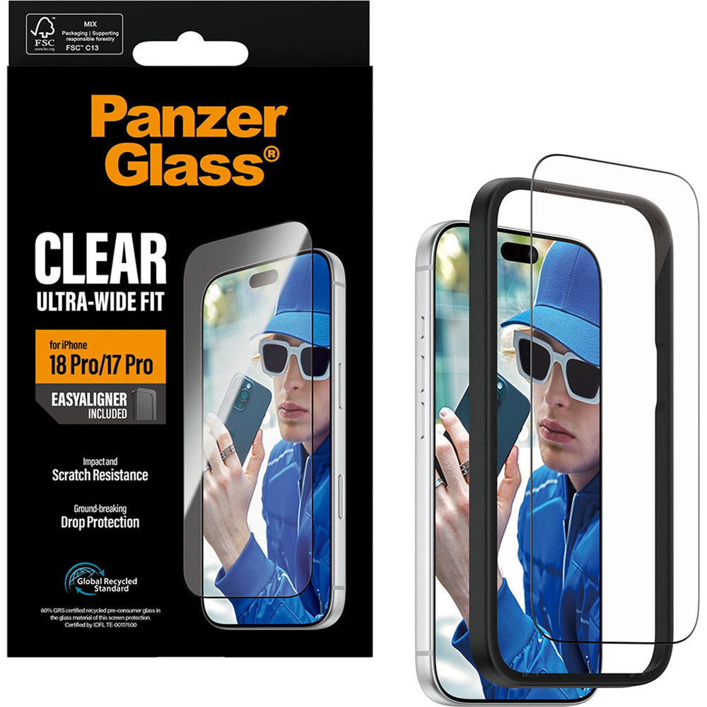 Gehärtetes Glas für iPhone 18 Pro / 17 Pro, PanzerGlass Ultra-Wide Fit, mit schwarzem Rahmen (5/6)