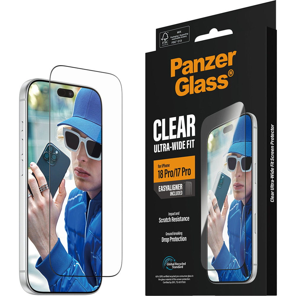 Gehärtetes Glas für iPhone 18 Pro / 17 Pro, PanzerGlass Ultra-Wide Fit, mit schwarzem Rahmen (6/6)