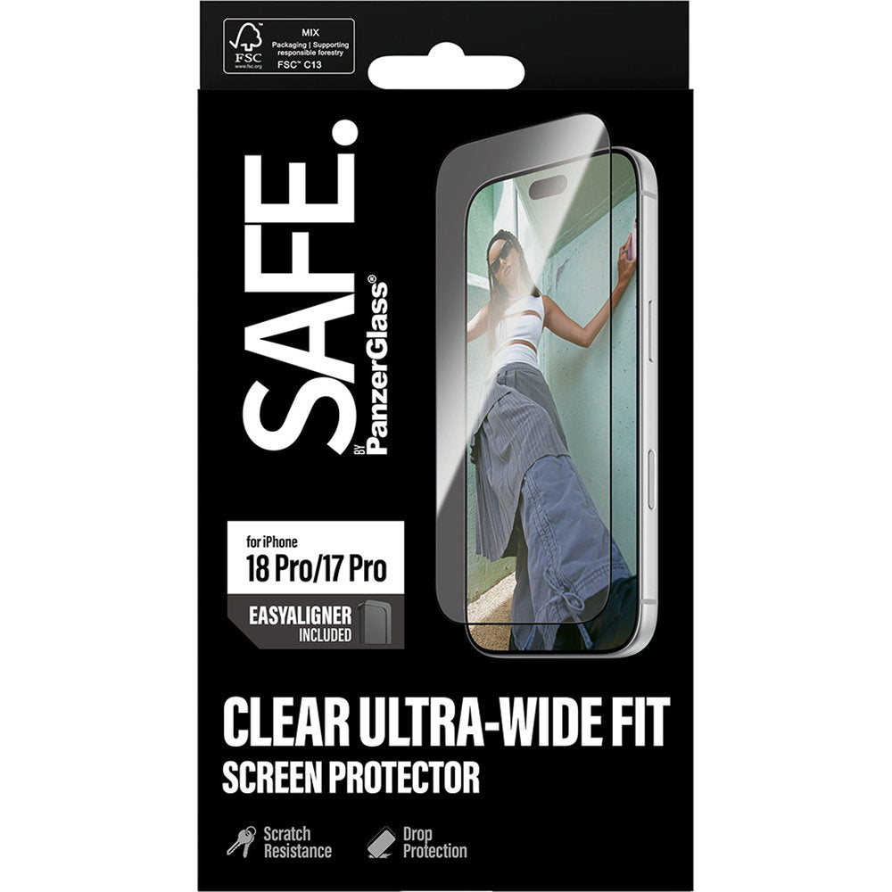 Gehärtetes Glas mit Applikator für iPhone 18 Pro / 17 Pro, SAFE by PanzerGlass Ultra-Wide Fit Easy Aligner (3/6)