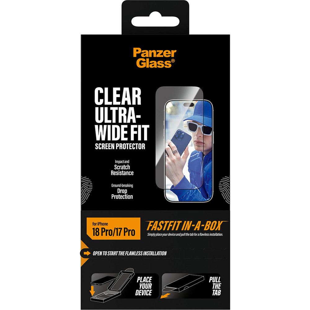 Gehärtetes Glas für iPhone 18 Pro / 17 Pro, PanzerGlass Ultra-Wide Fit mit Applikator FastFit (3/6)