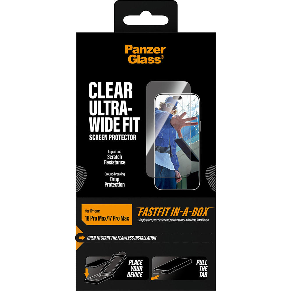 Gehärtetes Glas für iPhone 18 Pro Max / 17 Pro Max, PanzerGlass Ultra-Wide Fit mit Applikator FastFit (3/6)