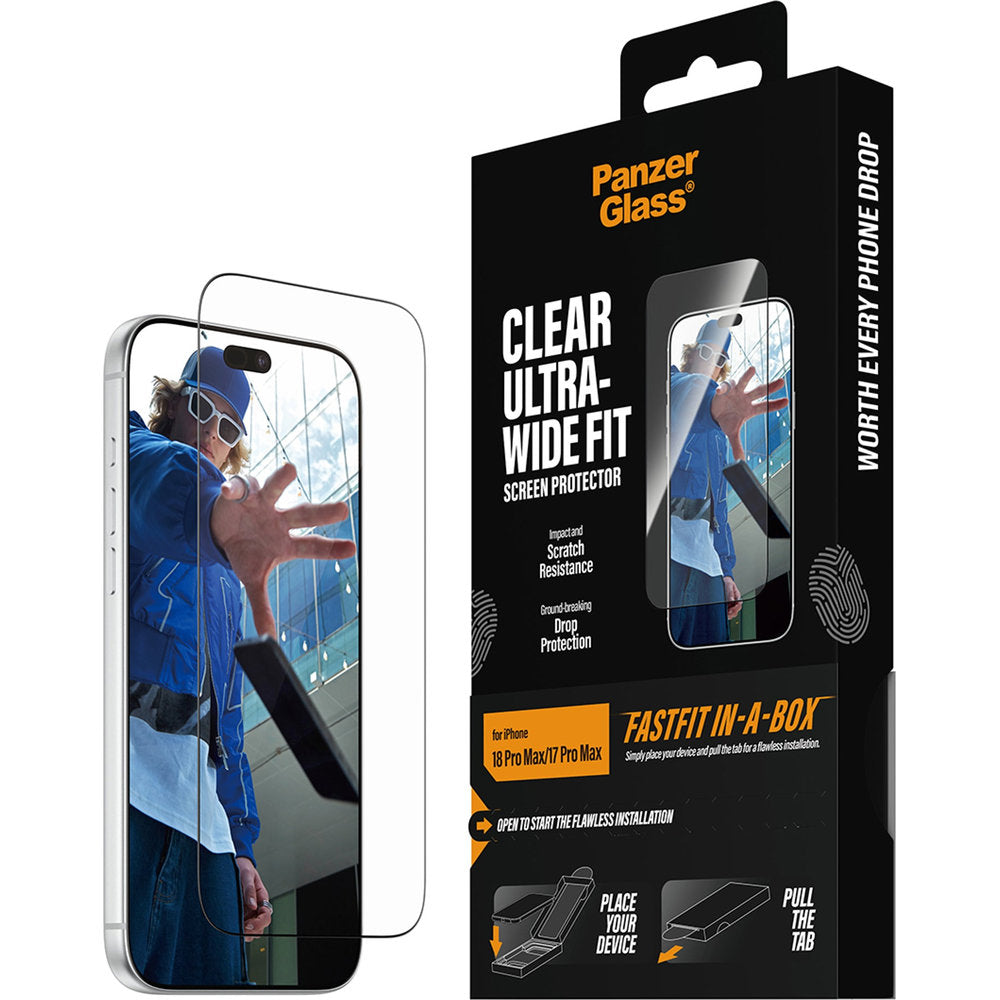 Gehärtetes Glas für iPhone 18 Pro Max / 17 Pro Max, PanzerGlass Ultra-Wide Fit mit Applikator FastFit (6/6)
