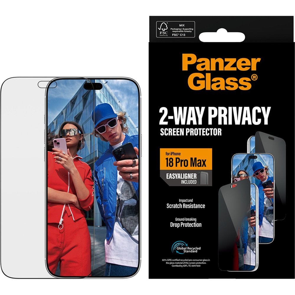 Sichtschutzglas mit Applikator für iPhone 18 Pro Max, PanzerGlass 2-Way Ultra-Wide Fit Privacy Plus EasyAligner (2/7)