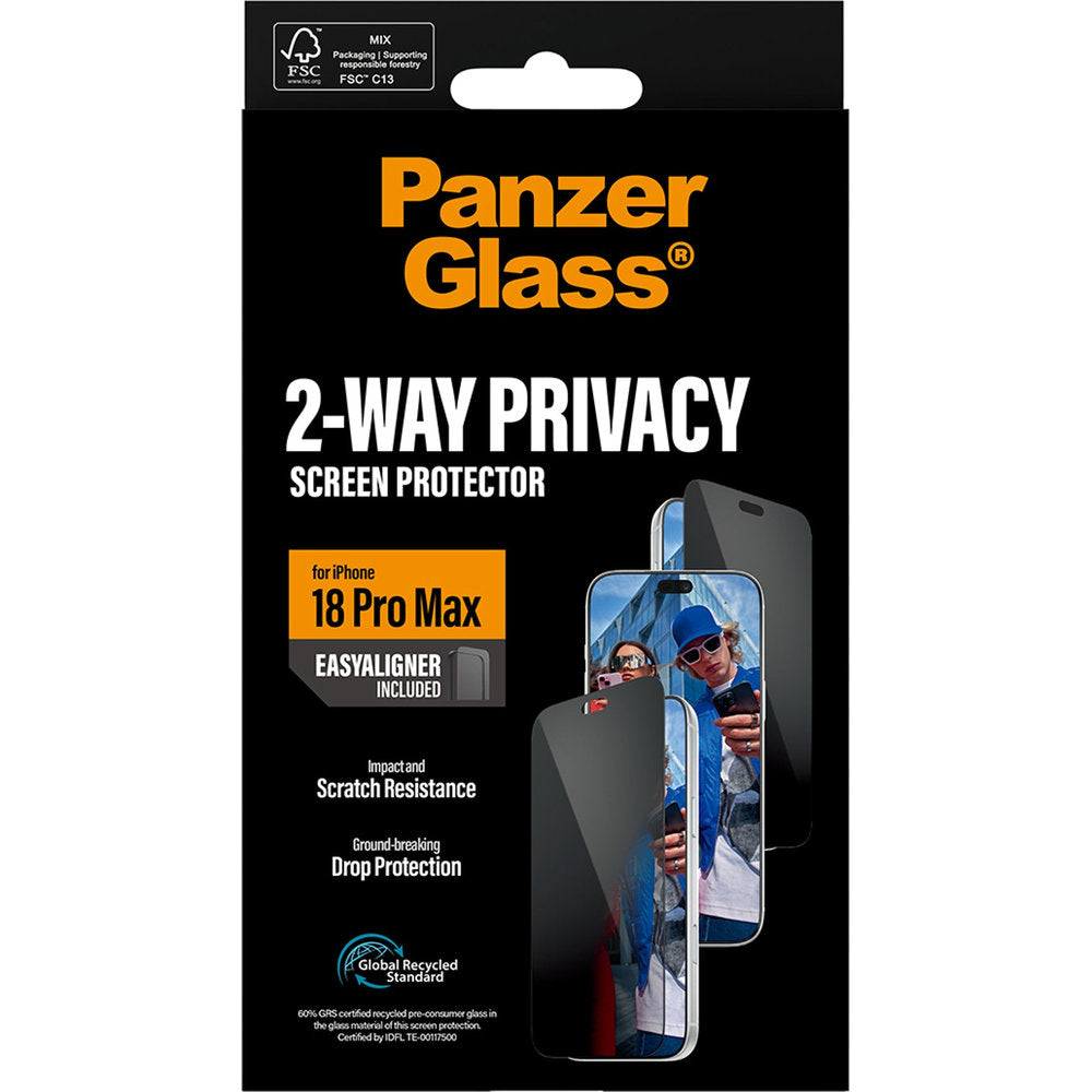 Sichtschutzglas mit Applikator für iPhone 18 Pro Max, PanzerGlass 2-Way Ultra-Wide Fit Privacy Plus EasyAligner (3/7)