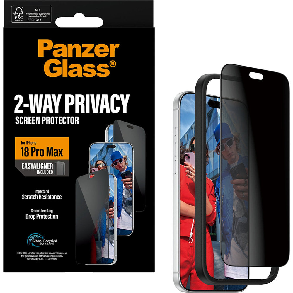 Sichtschutzglas mit Applikator für iPhone 18 Pro Max, PanzerGlass 2-Way Ultra-Wide Fit Privacy Plus EasyAligner (6/7)