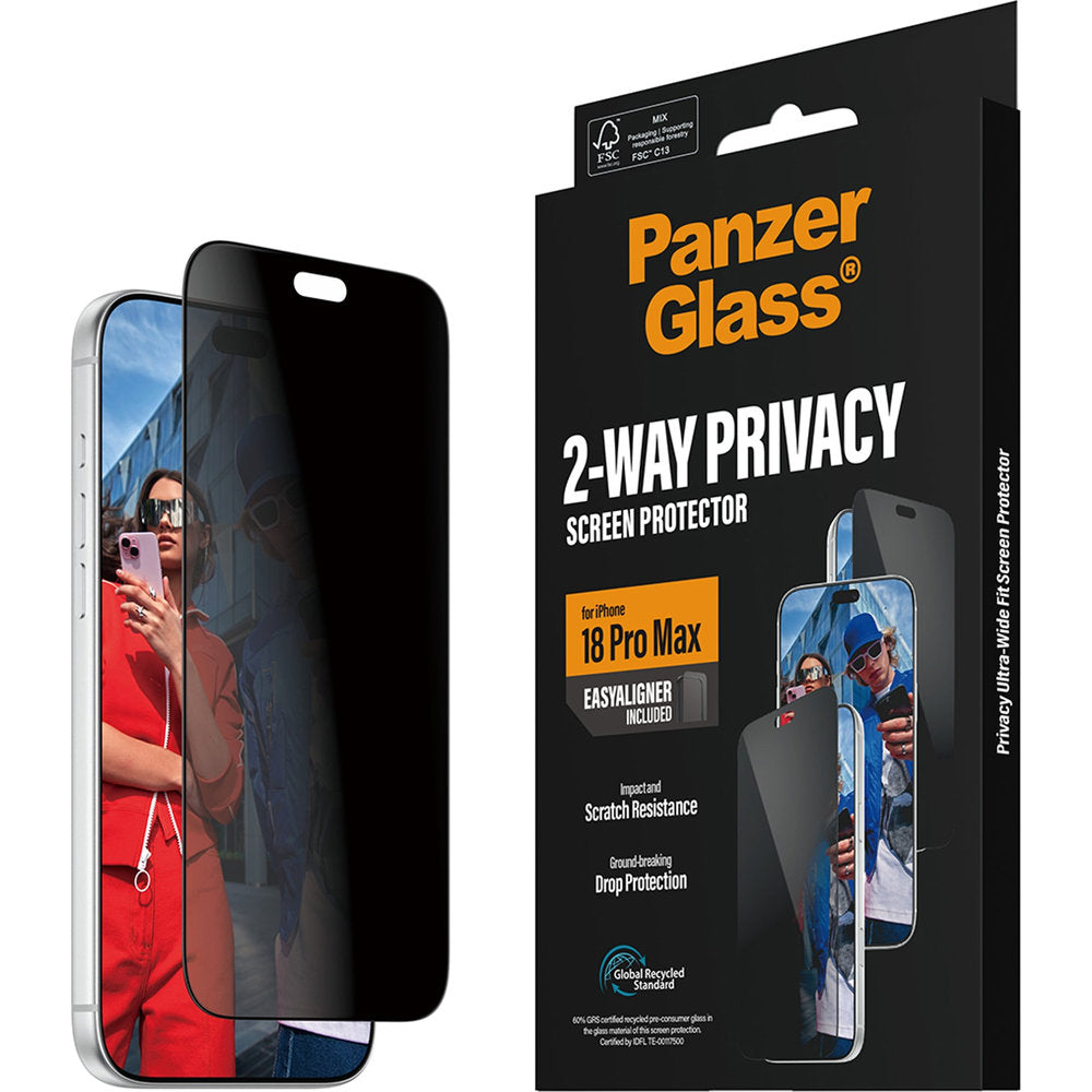 Sichtschutzglas mit Applikator für iPhone 18 Pro Max, PanzerGlass 2-Way Ultra-Wide Fit Privacy Plus EasyAligner (7/7)