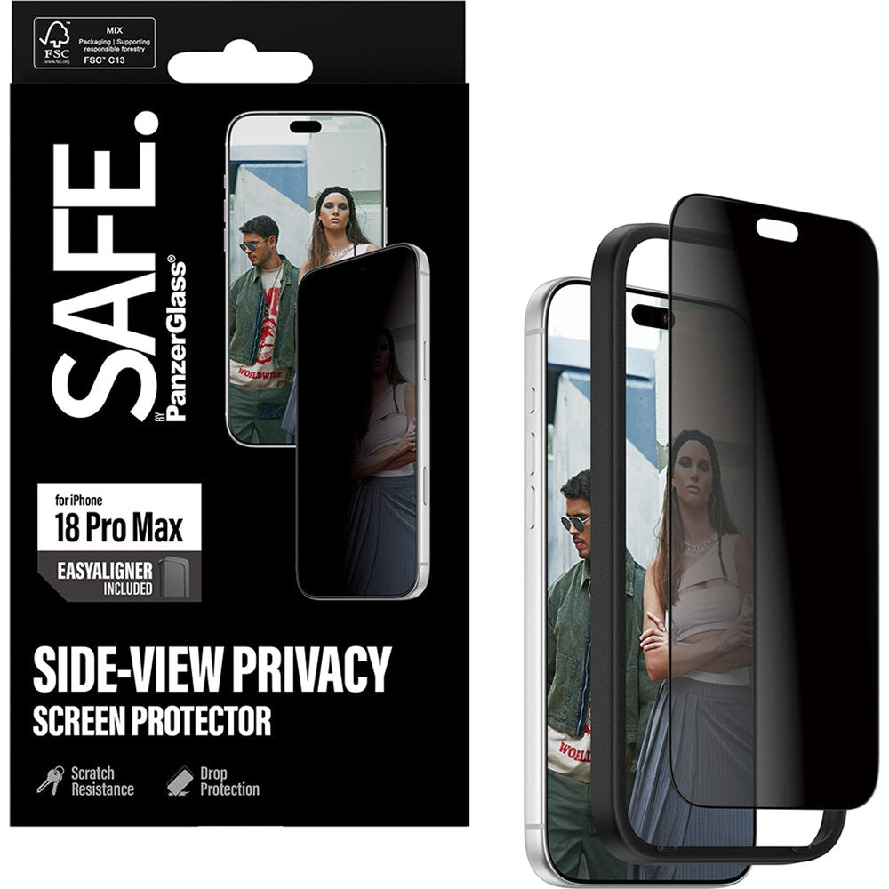 Sichtschutzglas mit Applikator für iPhone 18 Pro Max, SAFE by PanzerGlass Ultra-Wide Fit Privacy mit EasyAligner (6/7)