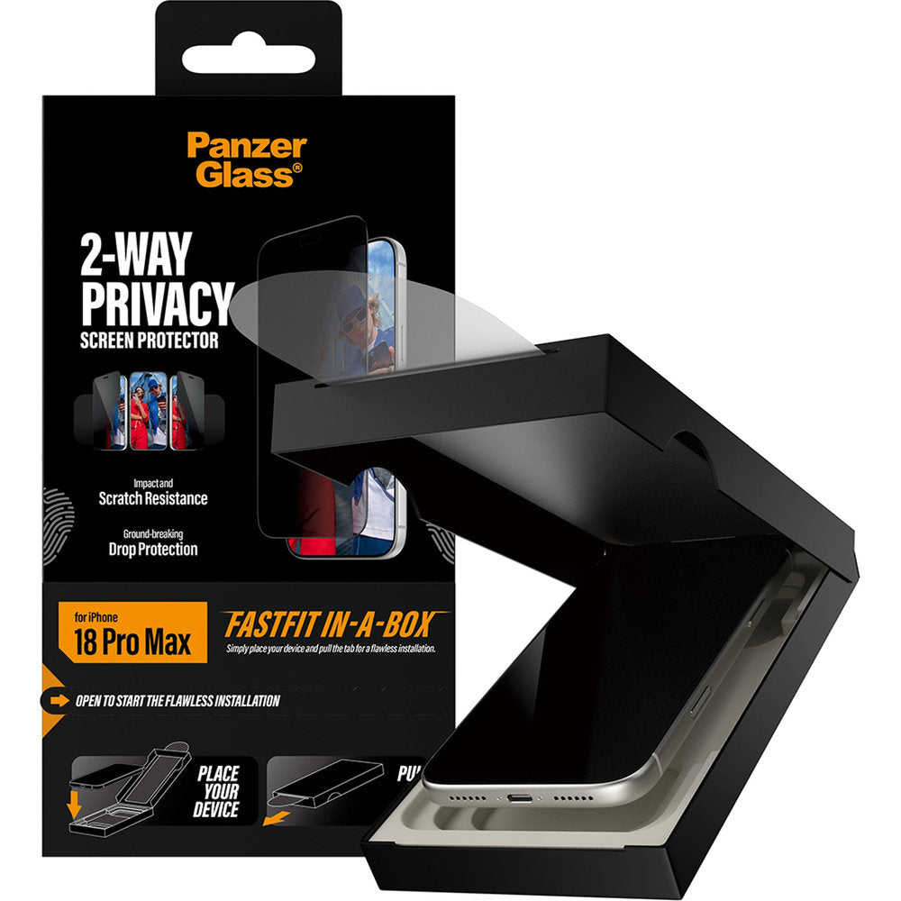 Sichtschutzglas mit Applikator für iPhone 18 Pro Max, PanzerGlass 2-Way Privacy Ultra-Wide Fit FastFit (6/7)