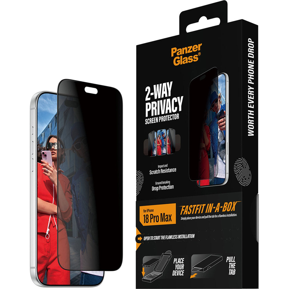 Sichtschutzglas mit Applikator für iPhone 18 Pro Max, PanzerGlass 2-Way Privacy Ultra-Wide Fit FastFit (7/7)