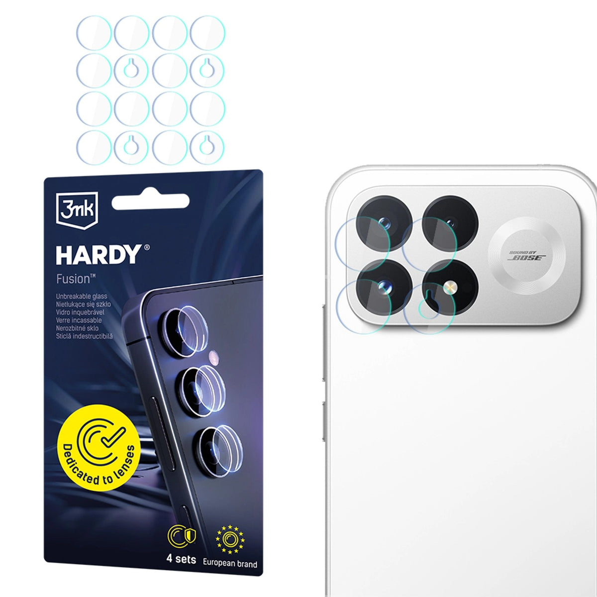 4x Hybridglas Kameraschutz für Linsen für Xiaomi POCO F9 Pro, 3mk Hardy Fusion Lens Protection (1/10)