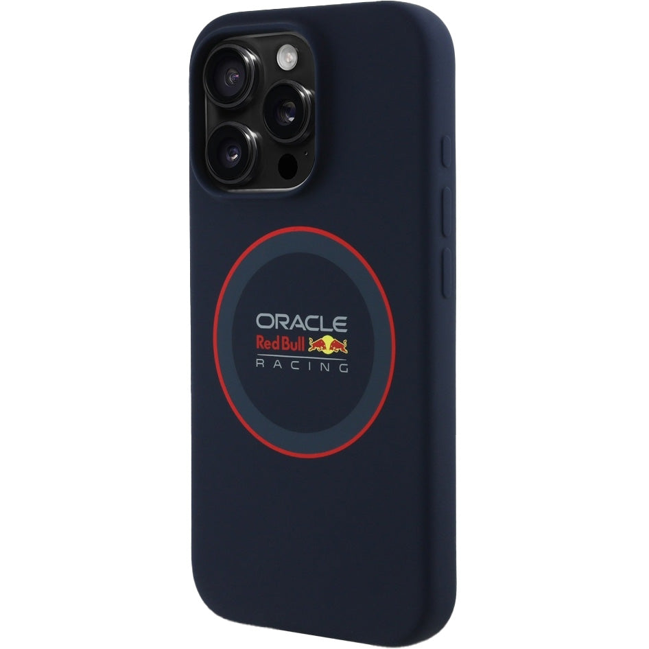 Handyhülle für iPhone 16 Pro Max, Red Bull Silicone Red Ring für MagSafe, Dunkelblau