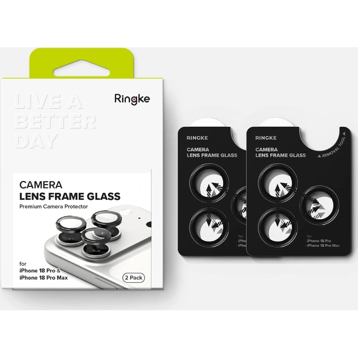 Kameraschutz Ringke Camera Lens Frame Glass für iPhone 18 Pro Max / 18 Pro, Schwarzer Rahmen (6/8)