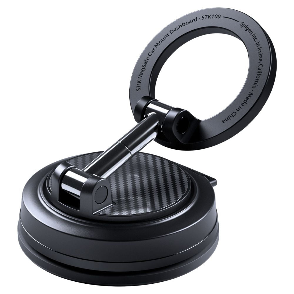 Magnetische Autohalterung für MagSafe für Smartphone, für Armaturenbrett oder Windschutzscheibe, Spigen STK100 VacuumLock Magnetic Car Mount, Schwarz