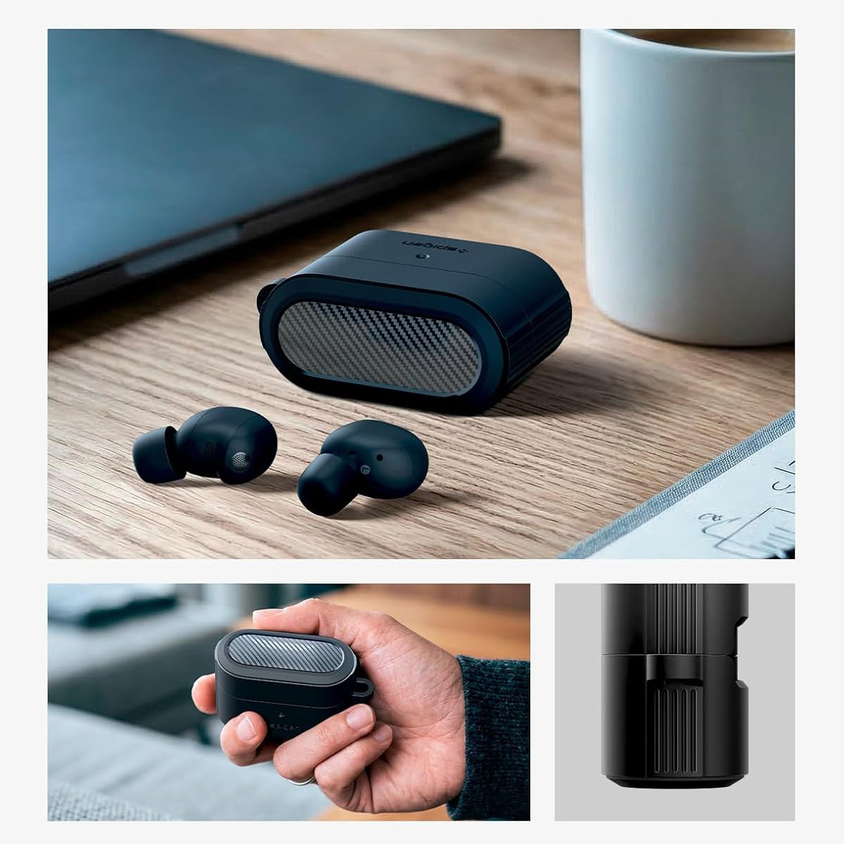 Schutzhülle für Sony WF-1000XM6, Spigen Rugged Armor, Schwarz