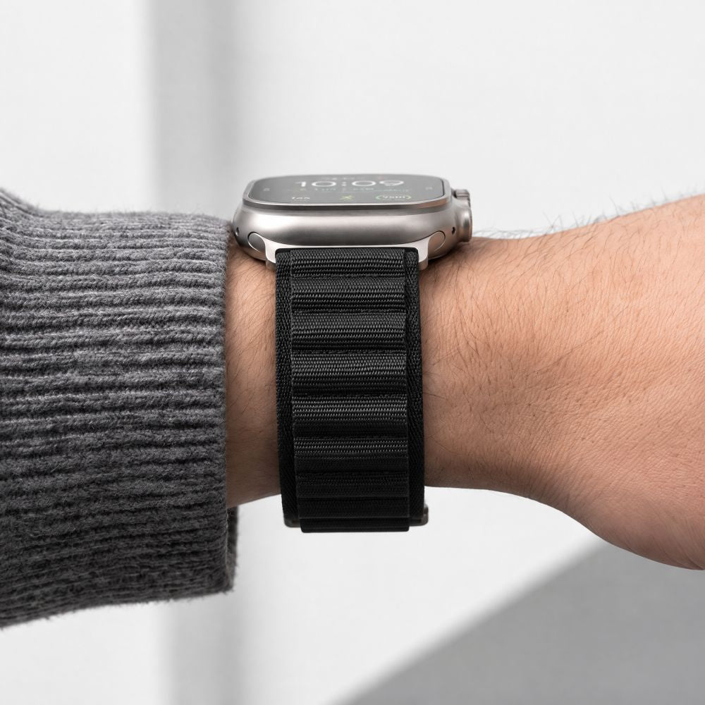 Armband für Apple Watch 49/46/45/44 mm, Tech Protect Nylon Pro, Schwarz (6/7)