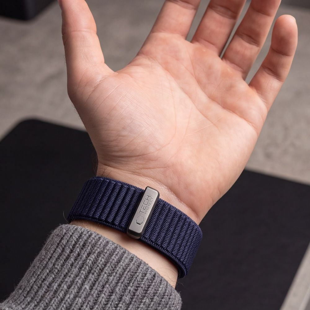 Armband für QuickFit 22 mm, Tech-Protect NylonLoop, Dunkelblau (5/8)