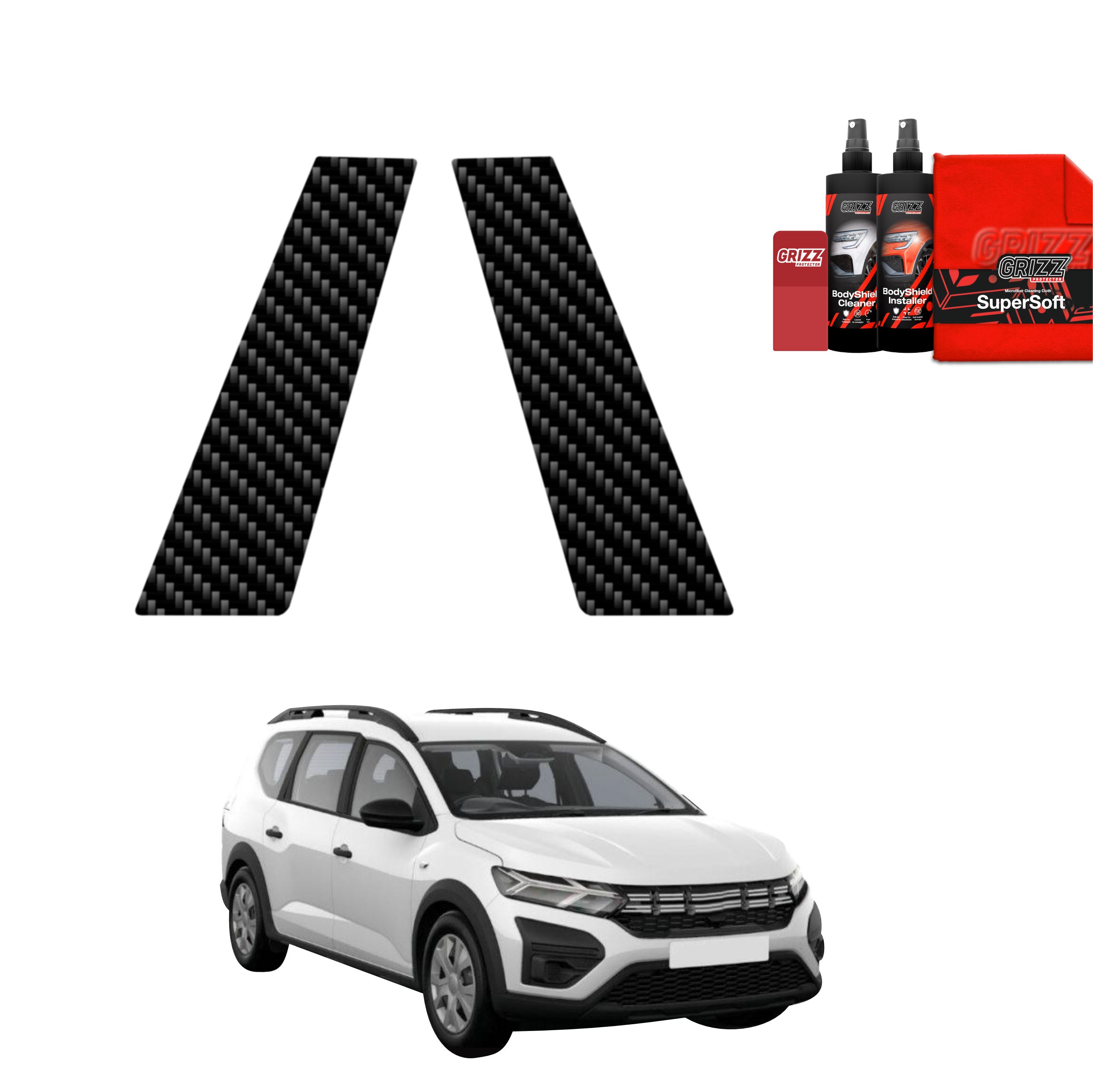 2in1 Kohlenstoff Schutzfolie Grizz Protector für B-Säule - Dacia Jogger (2022-2026)