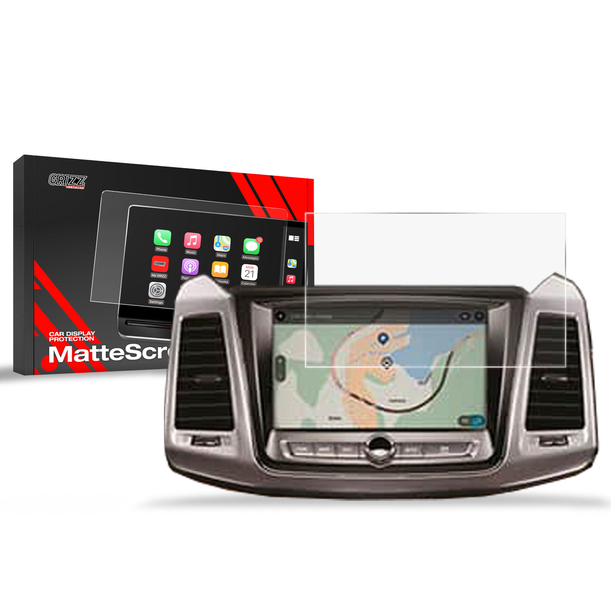 Matte Autodisplayfolie für SsangYong Musso Grand 8" (2023-2026), Grizz Protector