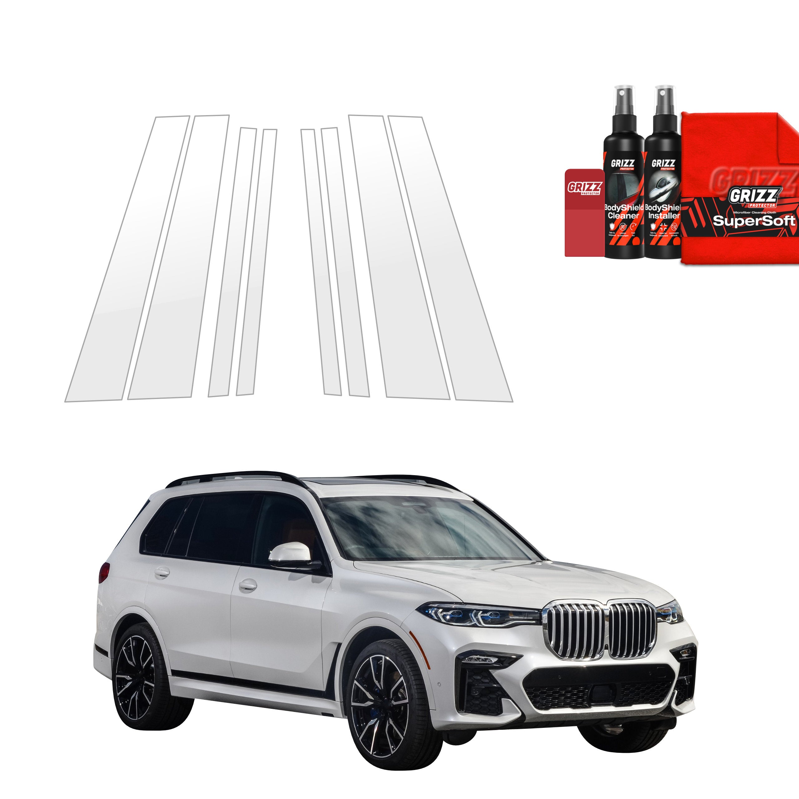8in1 Schutzfolie Grizz Protector für B-C-Säule - BMW X7 G07 (2018-2022)