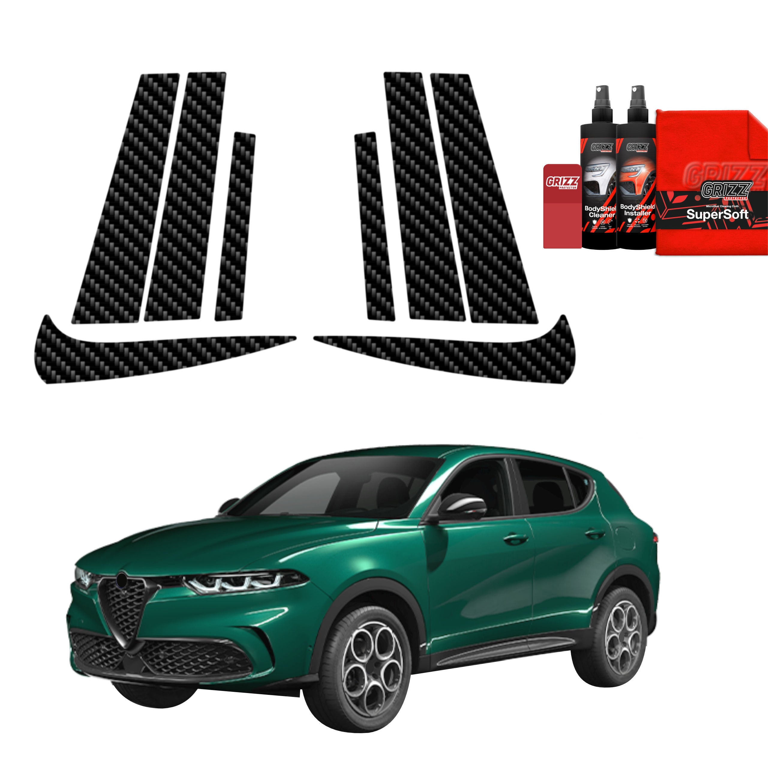 8in1 Kohlenstoff Schutzfolie Grizz Protector für B-C-Säule - Alfa Romeo Tonale (2022-2026)