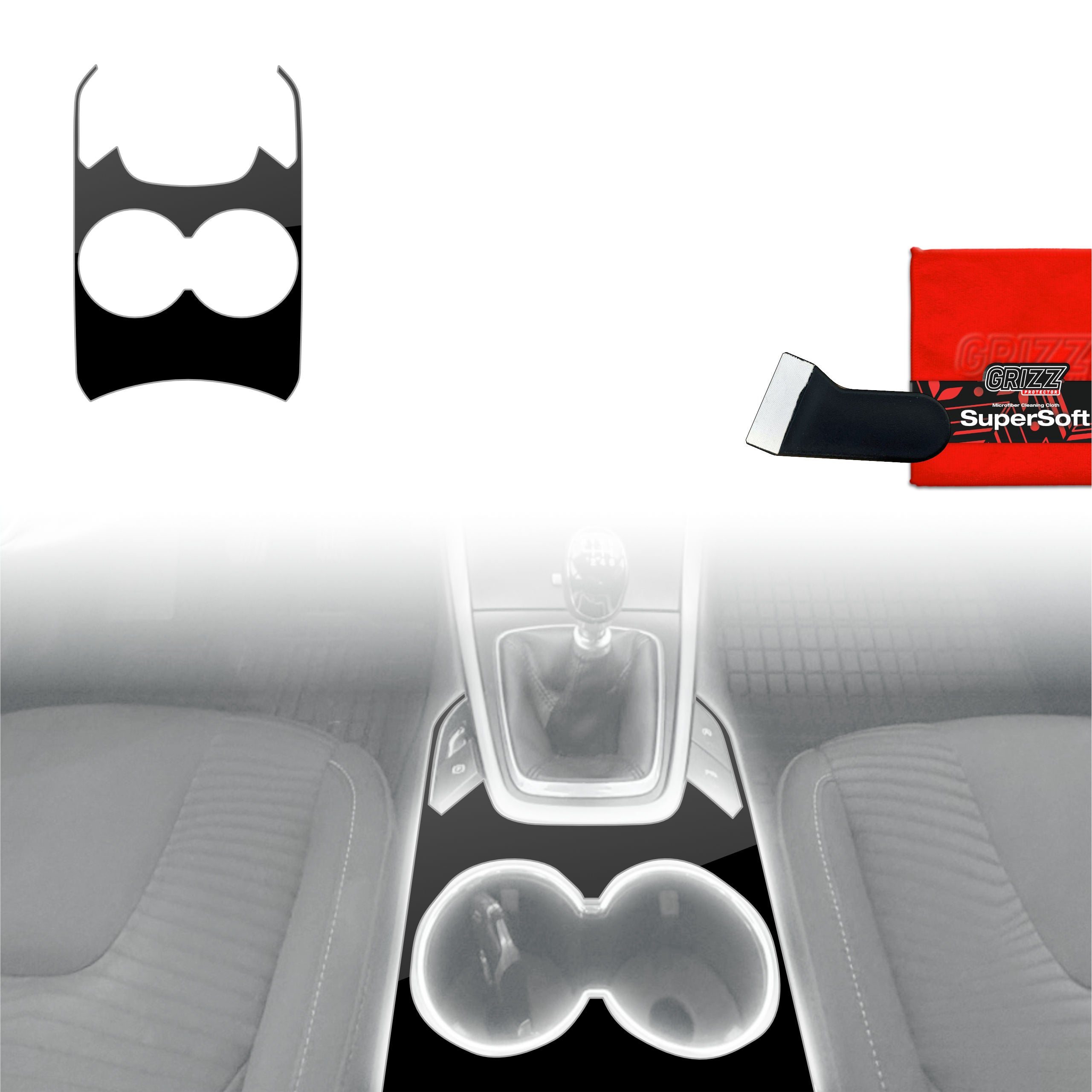 Schutzfolien Grizz Protector für Mittelkonsole - Ford S-Max MK2 (2015-2023) Schwarz Glanz