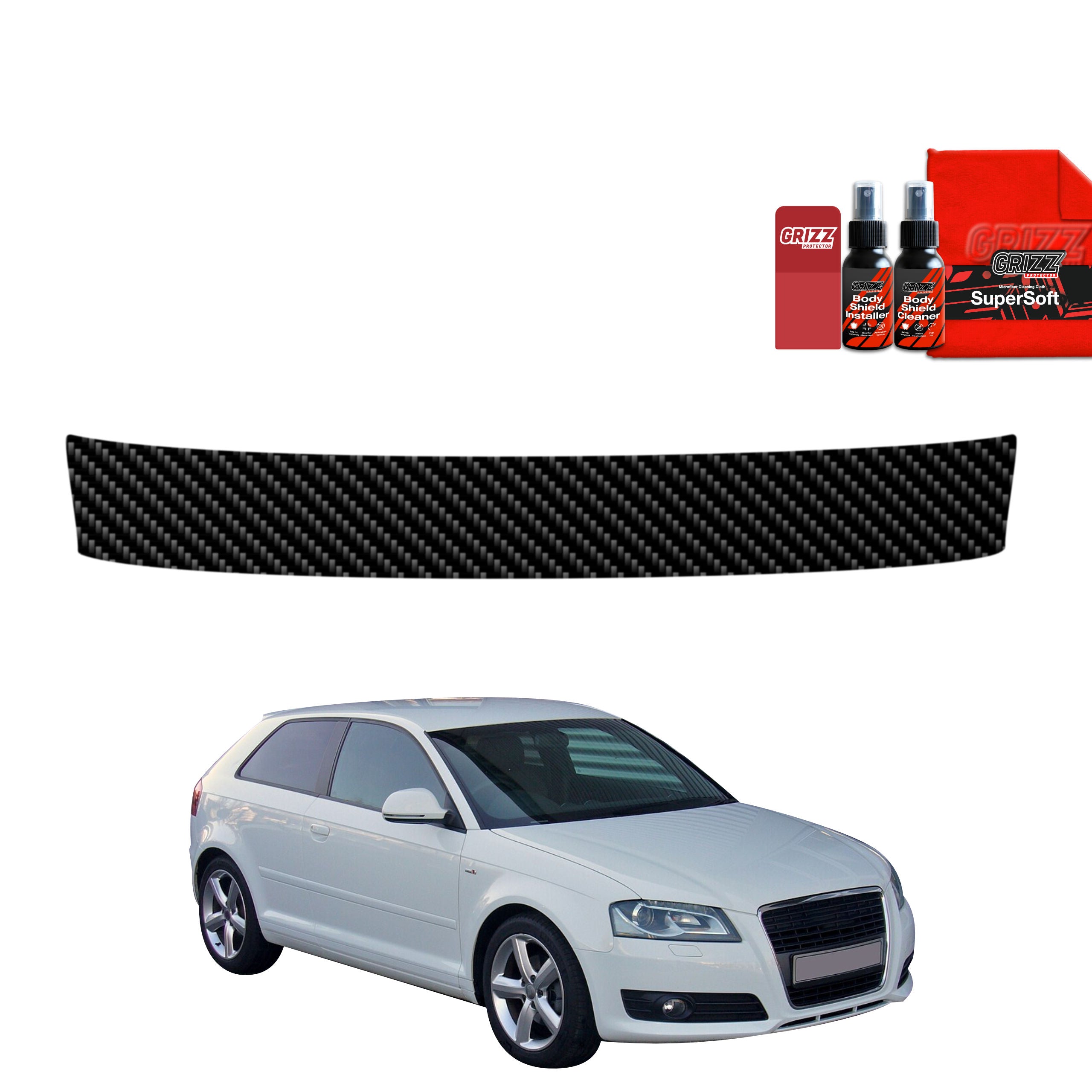 Kohlenstoff Schutzfolie Grizz Protector für Ladekante - Audi A3 8P Hatchback 3D (2003-2008)