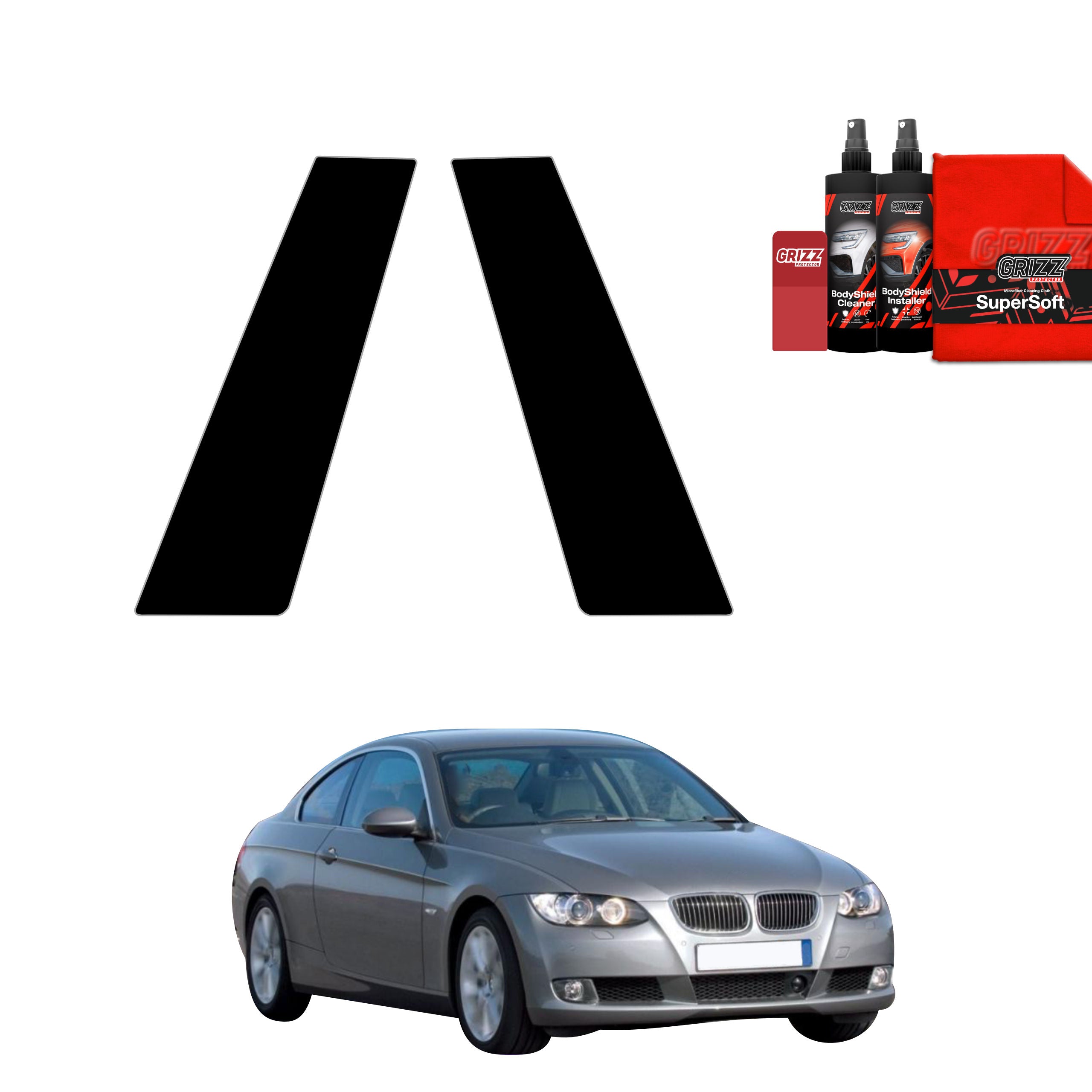 2in1 Schwarze Grizz Protector schutzfolie für B-Säule - BMW 3 E92 Coupe Pre-LCI (2006-2010)
