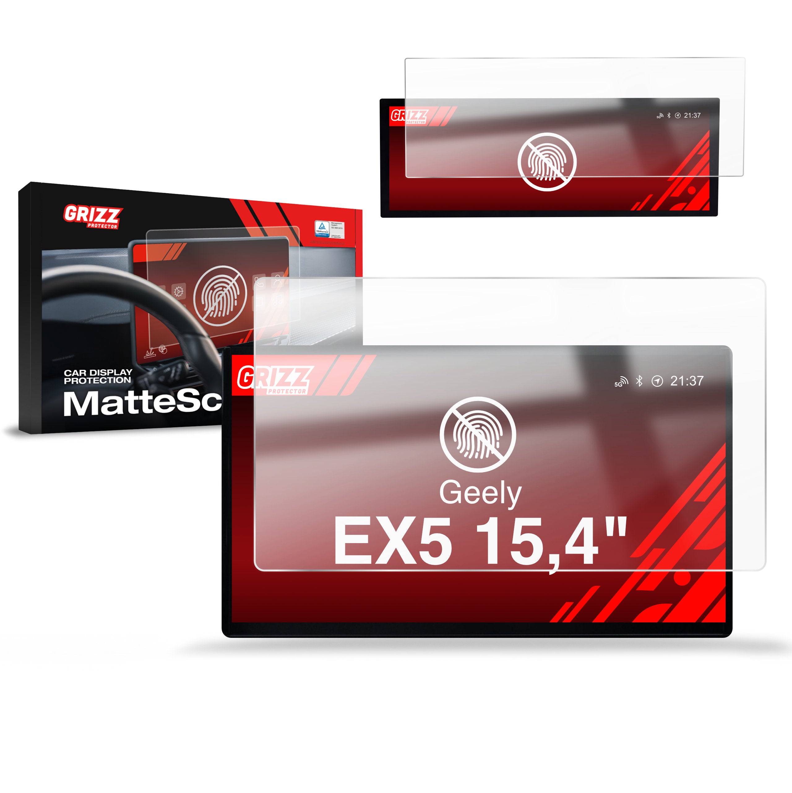Matte Autodisplayfolie 2in1 für Geely EX5 15,4" (2024-2026), Grizz Protector