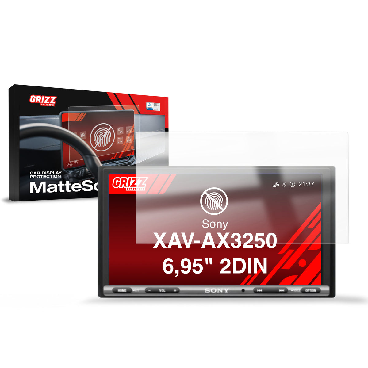 Matte Autodisplayfolie für Sony XAV-AX3250 6,95" 2DIN, Grizz Protector