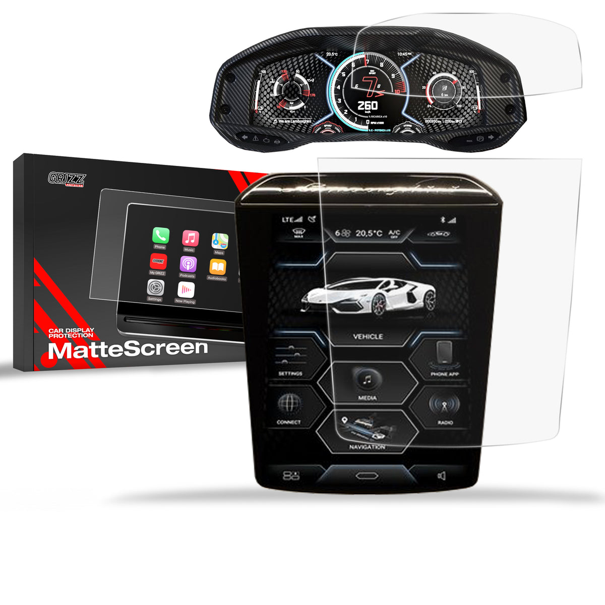 Matte Autodisplayfolie 2in1 für Lamborghini Revuelto (2024-2026), Grizz Protector