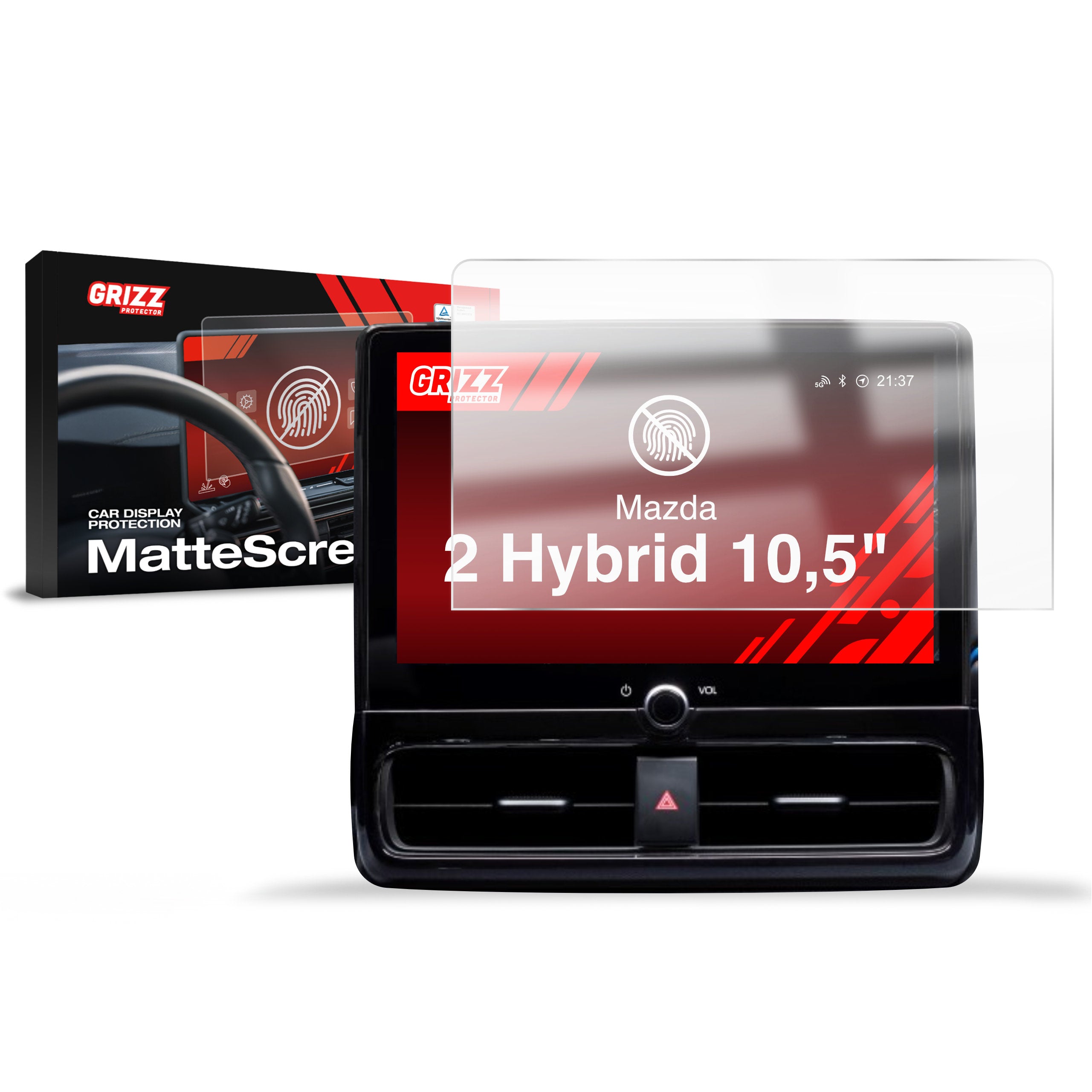 Matte Autodisplayfolie für Mazda 2 Hybrid 10,5" (2022-2026), Grizz Protector