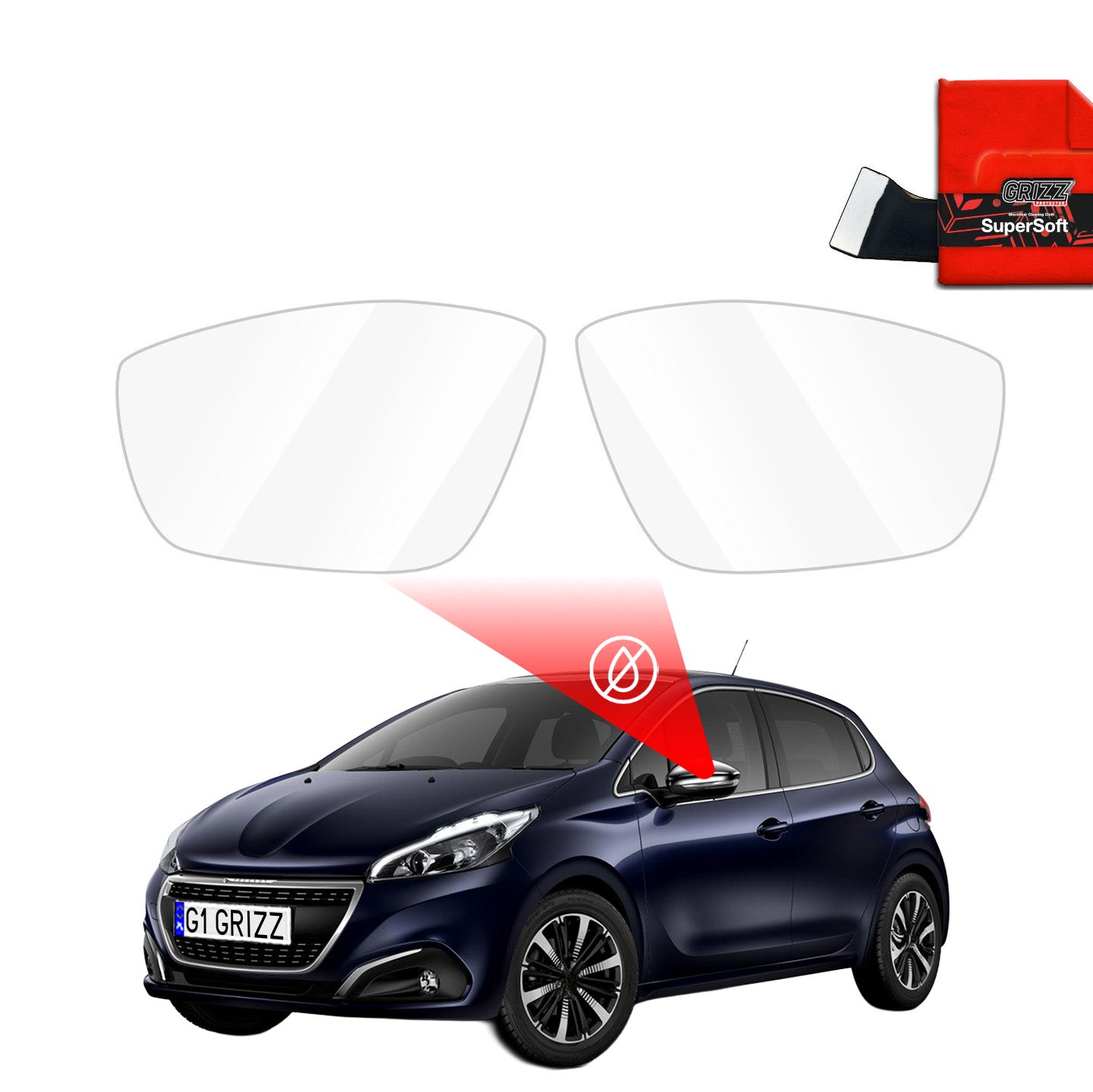 Regenschutzfolie Grizz Protector für Außenspiegel - Peugeot 208 (2012-2018)