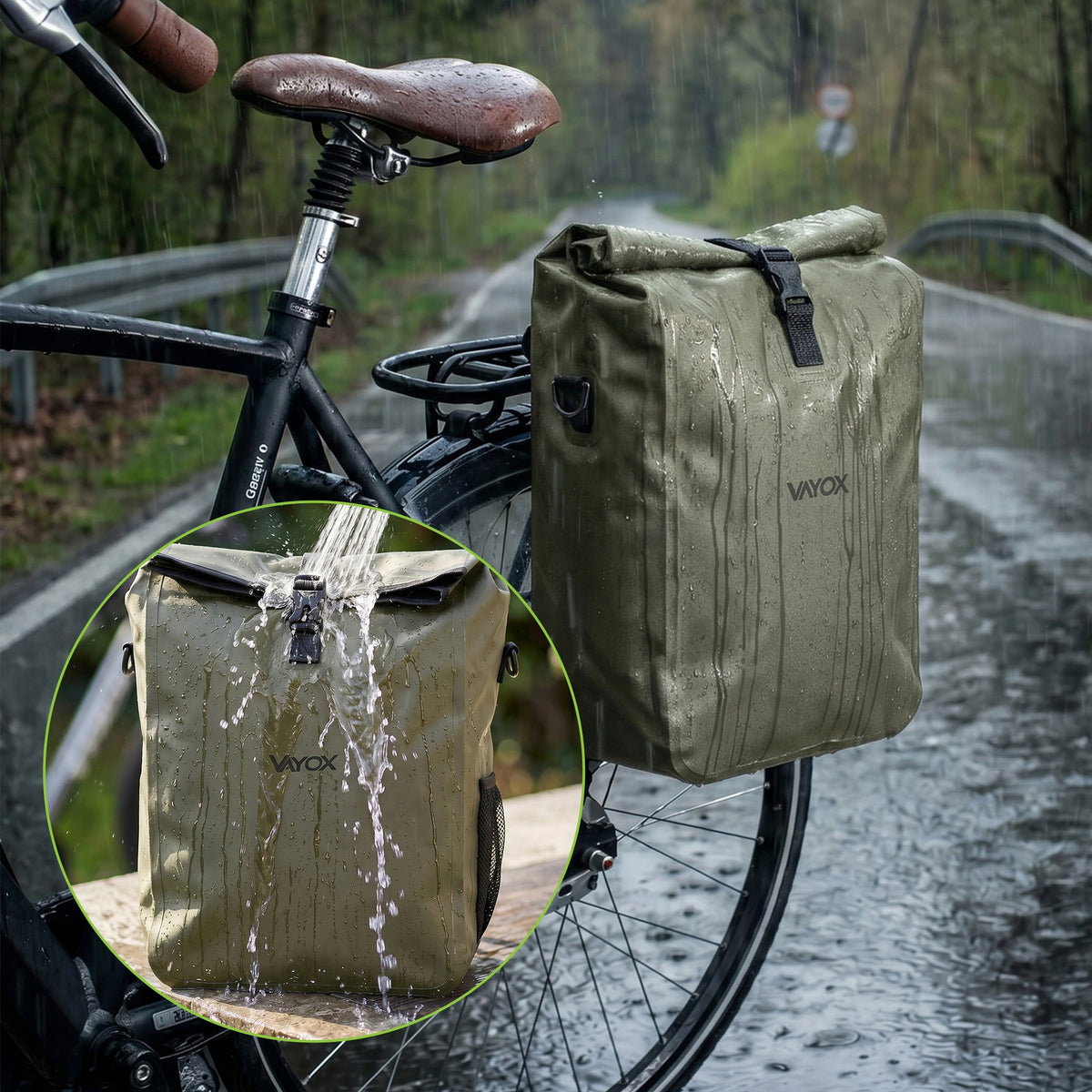 Fahrradtasche für den Gepäckträger, Vayox VA0444G 25L, Grün