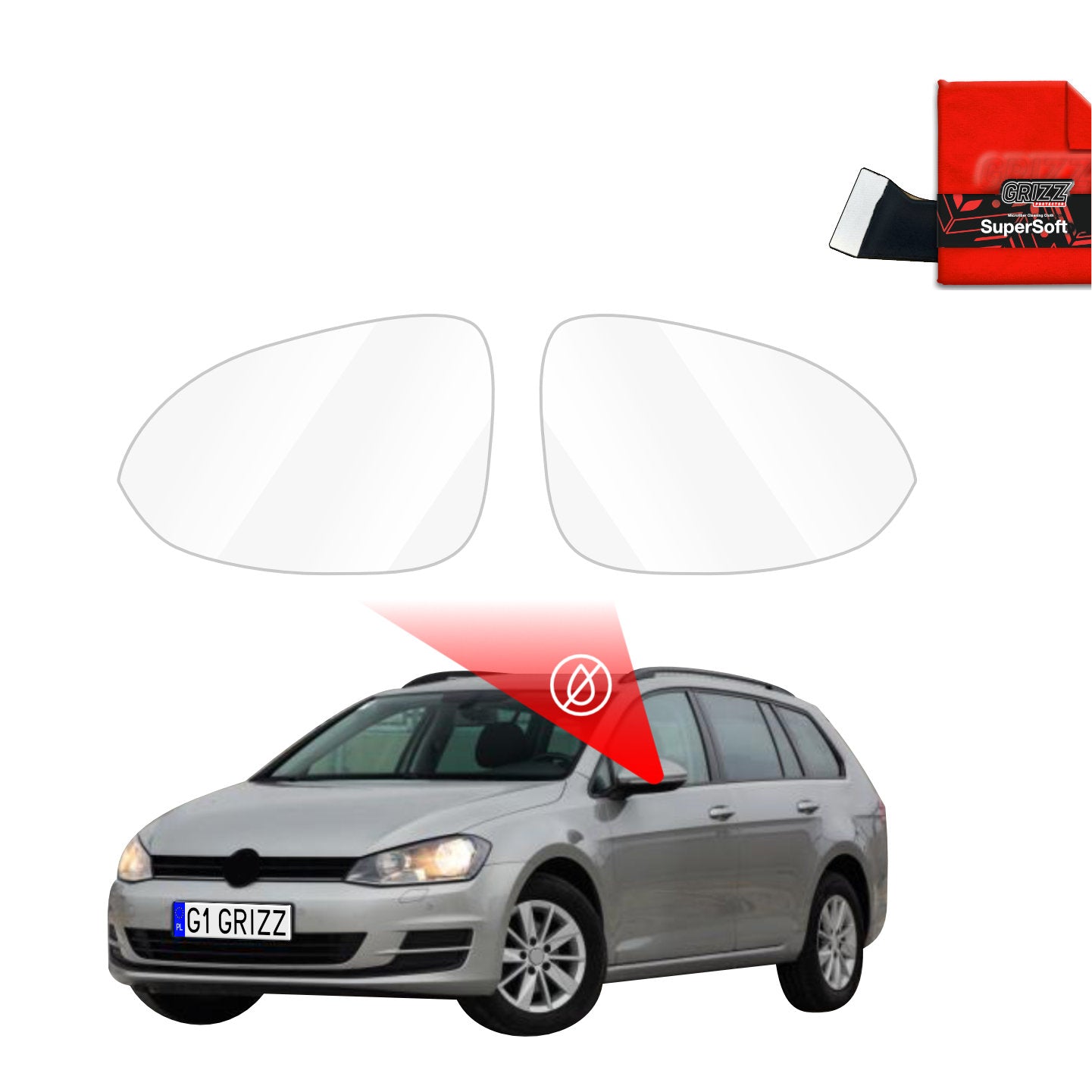 Regenschutzfolie Grizz Protector für Außenspiegel - Volkswagen Golf 7 Variant (2013-2020)