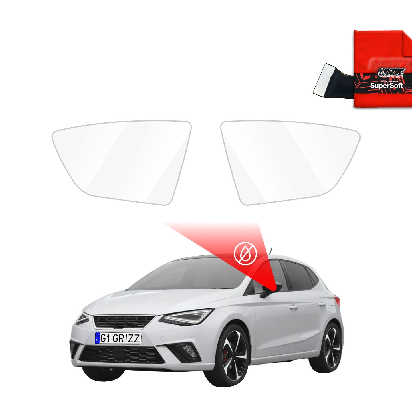 Regenschutzfolie Grizz Protector für Außenspiegel - Seat Ibiza (2017-2026)