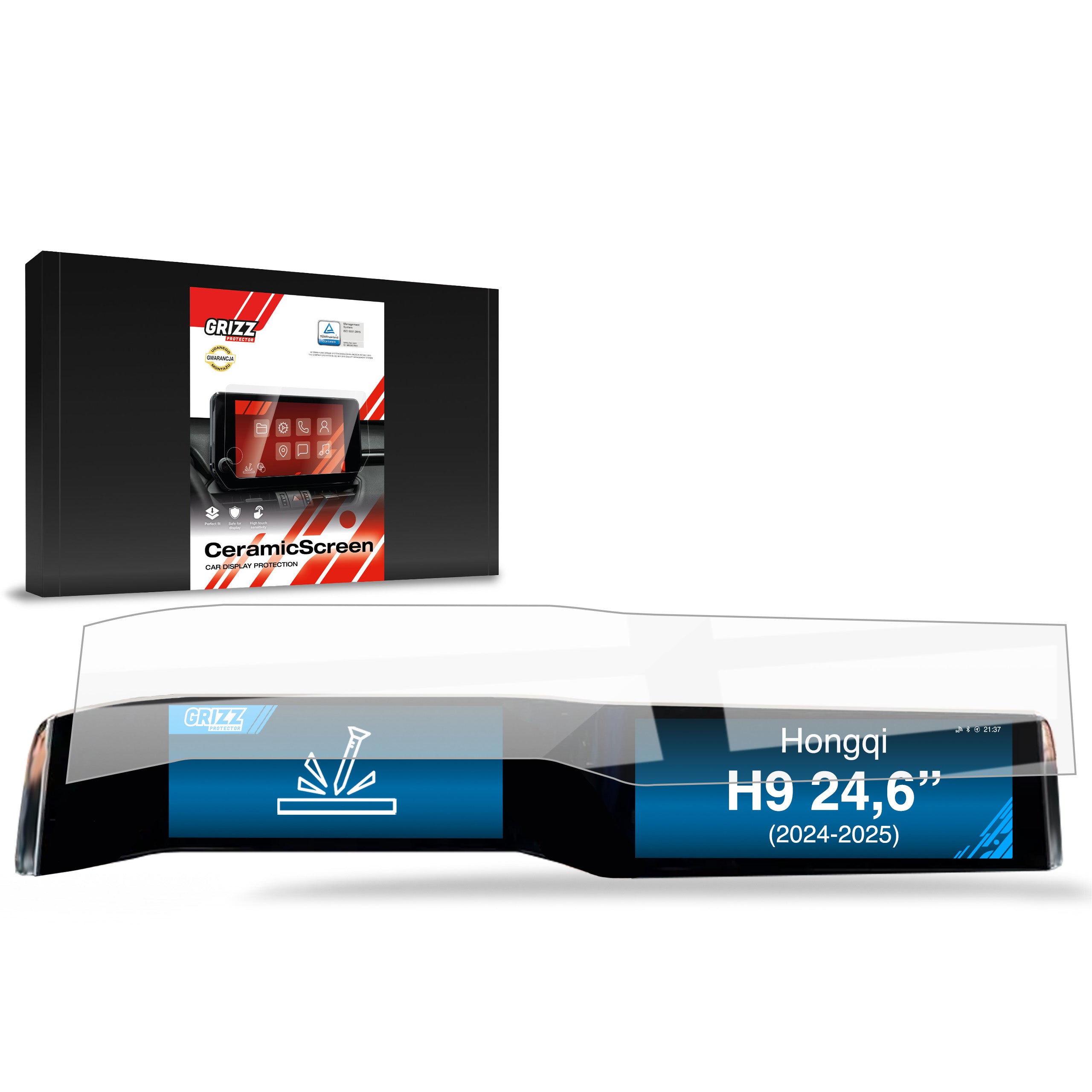 Keramische Autodisplayfolie für Hongqi H9 24,6" (2024-2026), Grizz Protector