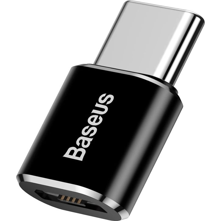 Adapter von Micro-USB (weiblich) auf USB-C (männlich), Baseus Mini, Schwarz