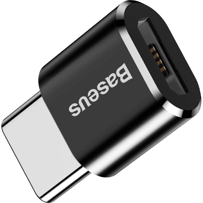Adapter von Micro-USB (weiblich) auf USB-C (männlich), Baseus Mini, Schwarz