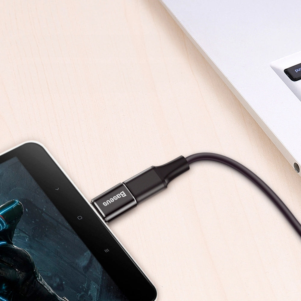 Adapter von Micro-USB (weiblich) auf USB-C (männlich), Baseus Mini, Schwarz
