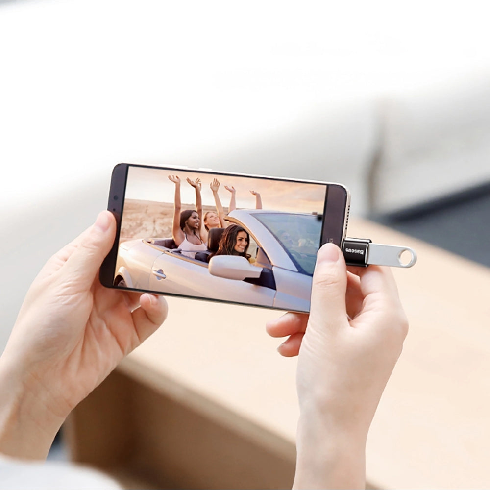 Adapter von Micro-USB (weiblich) auf USB-C (männlich), Baseus Mini, Schwarz