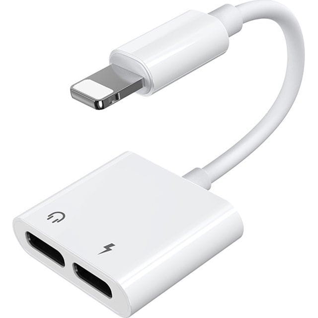 Ladekabel / Adapter Lightning (Stecker) zu 2x Lightning (Buchse), Joyroom Ben Series, Kopfhörersplitter, 1.5A, 120mm, Weiß