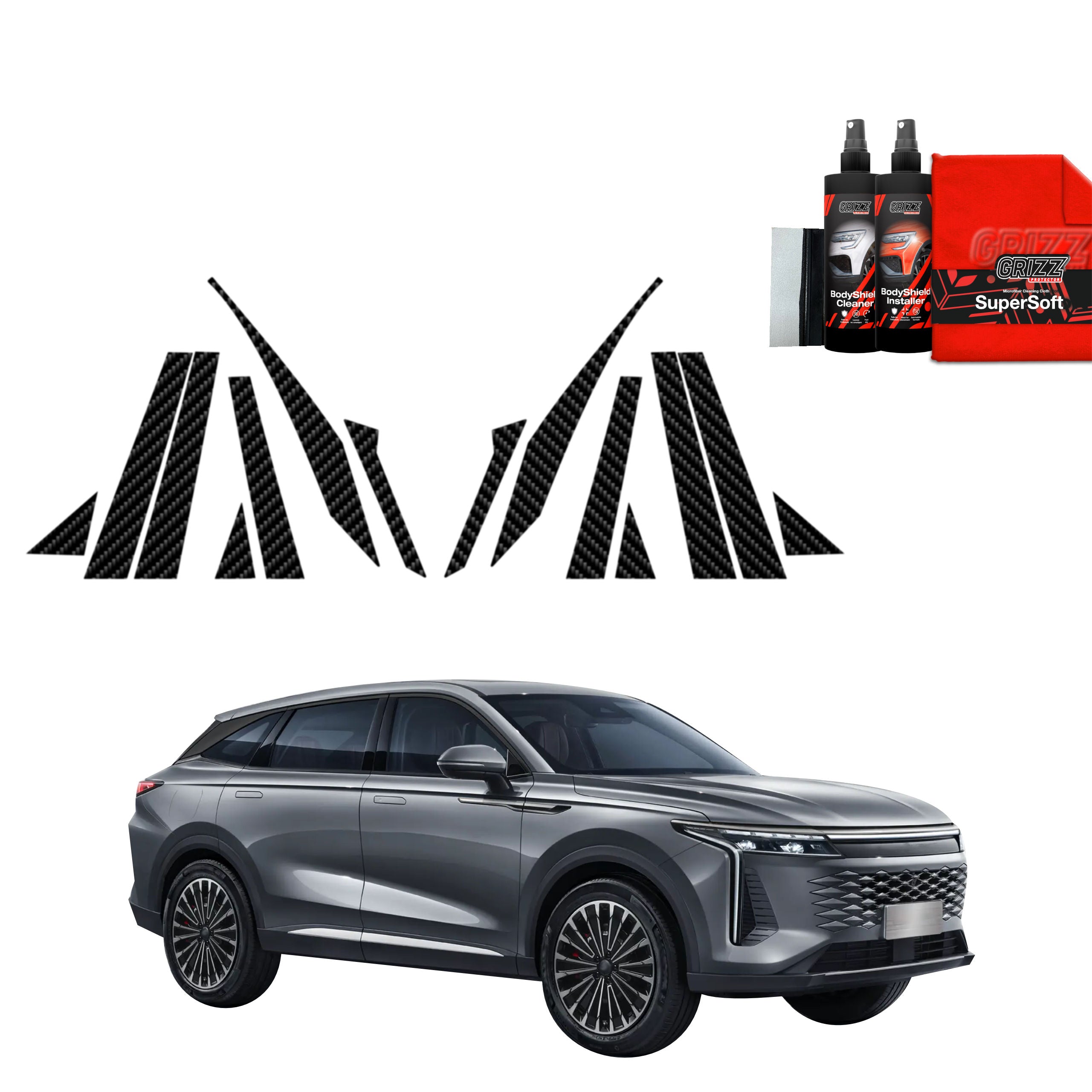 14in1 Kohlenstoff Schutzfolie Grizz Protector für A-B-C-Säule - OMODA 9 Super Hybrid (2025-2026)