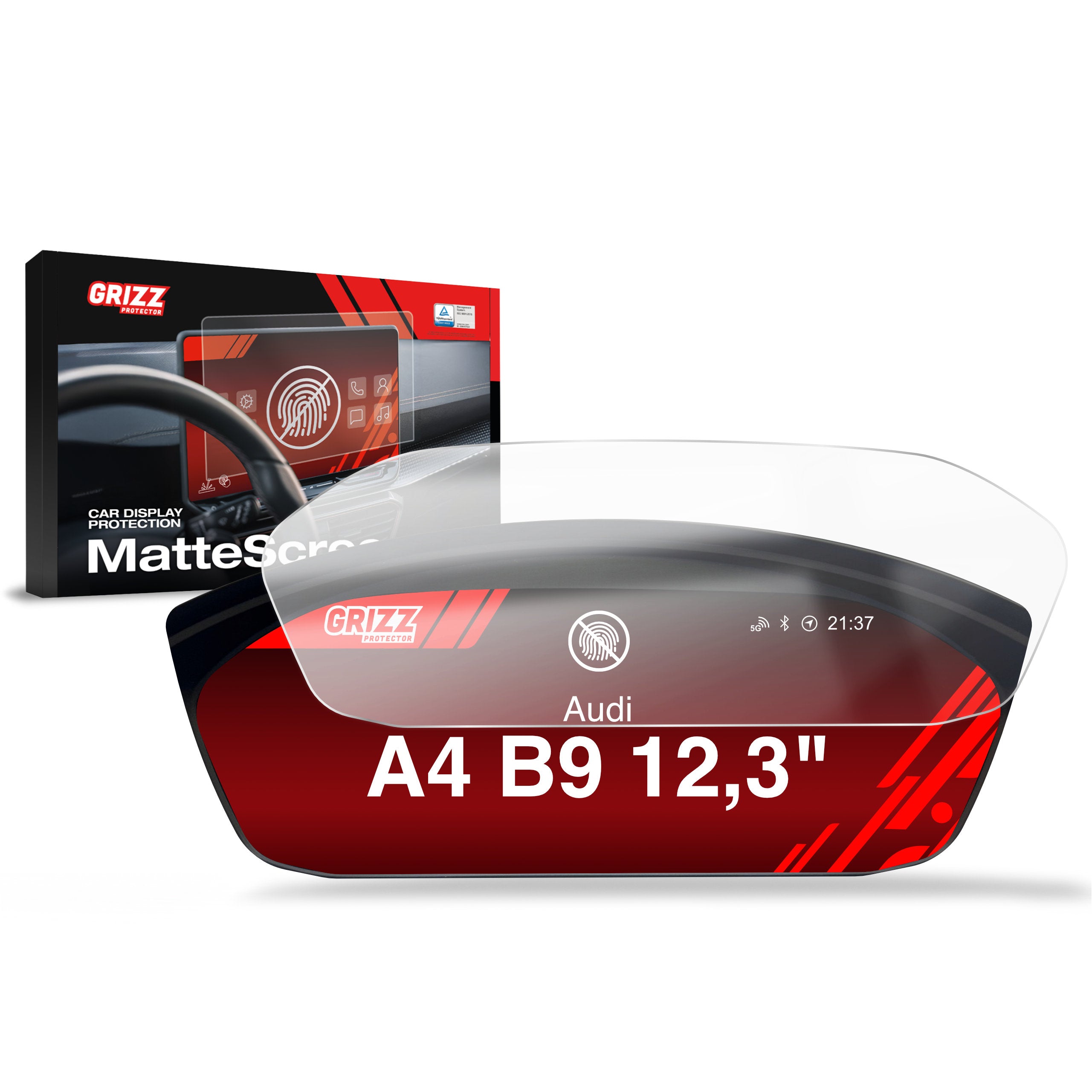 Matte Autodisplayfolie für Audi A4 B9 Virtual Cockpit Plus 12,3" (2020-2024), Grizz Protector