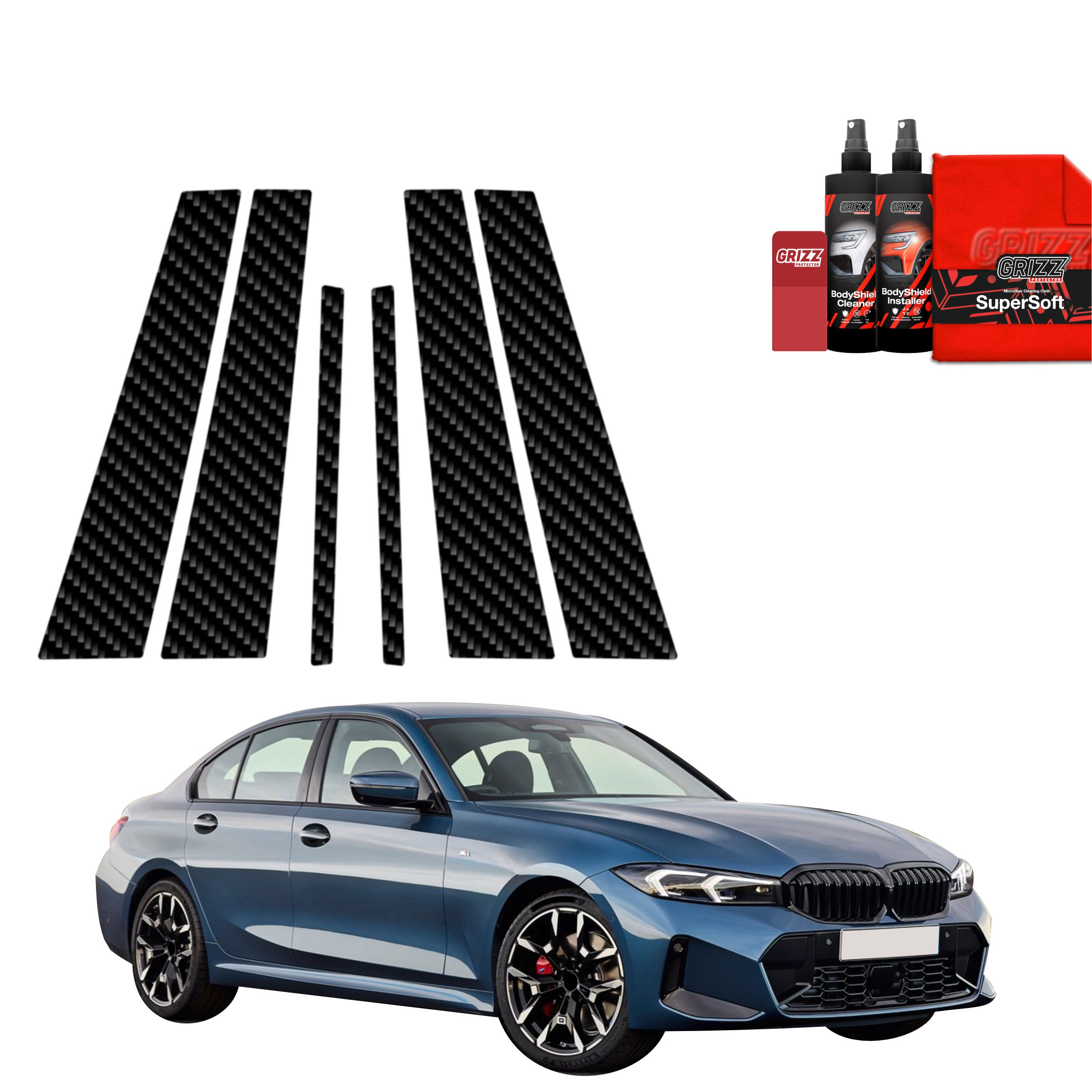 6in1 Kohlenstoff Schutzfolie Grizz Protector für B-C-Säule - BMW 3 Sedan (2025-2026)